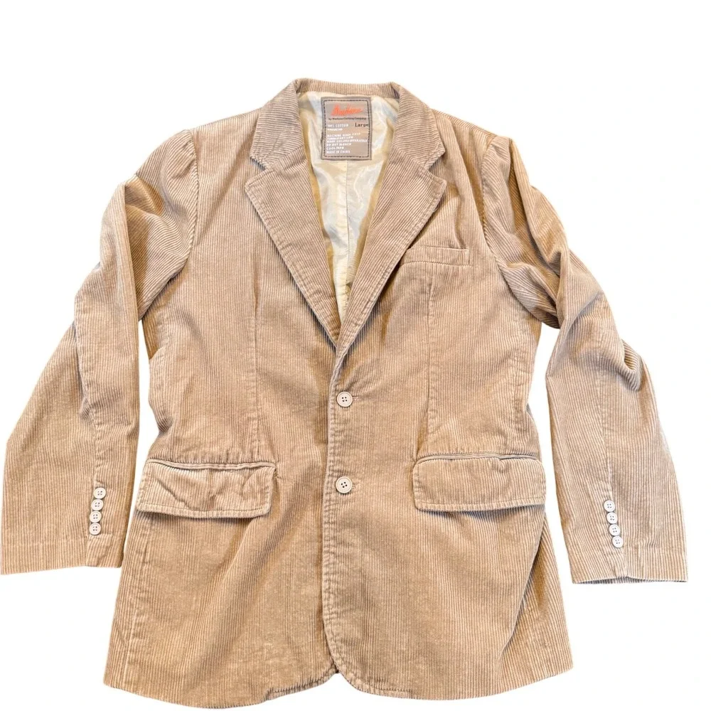 Machine Corduroy Blazer Sport Coat Jacket Tan Vintage Academic Ferry Core SZ‎ L